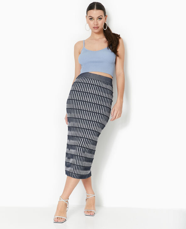 Jupe longue tube en maille fantaisie bleu - Pimkie