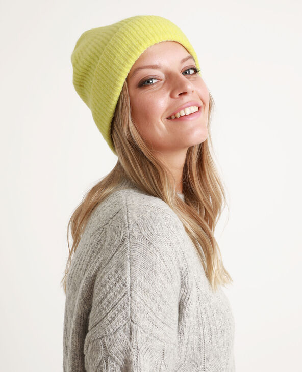 Bonnet à revers jaune - Pimkie
