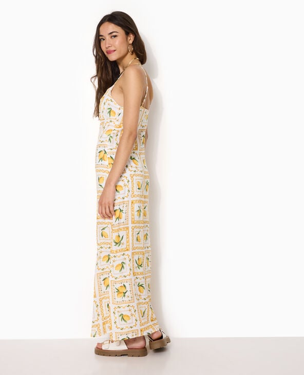 Robe longue encolure empire motif citrons jaune - Pimkie