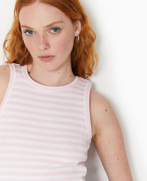 Débardeur court et rayé en maille côtelée  rose - Pimkie