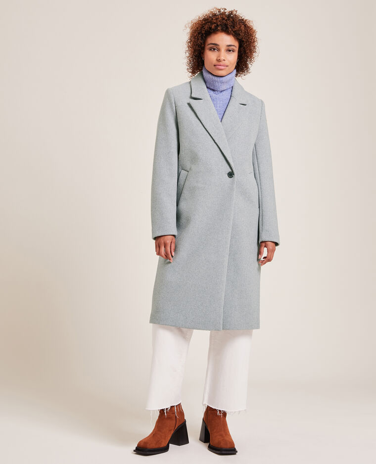 Manteau long drap de laine gris chiné - Pimkie