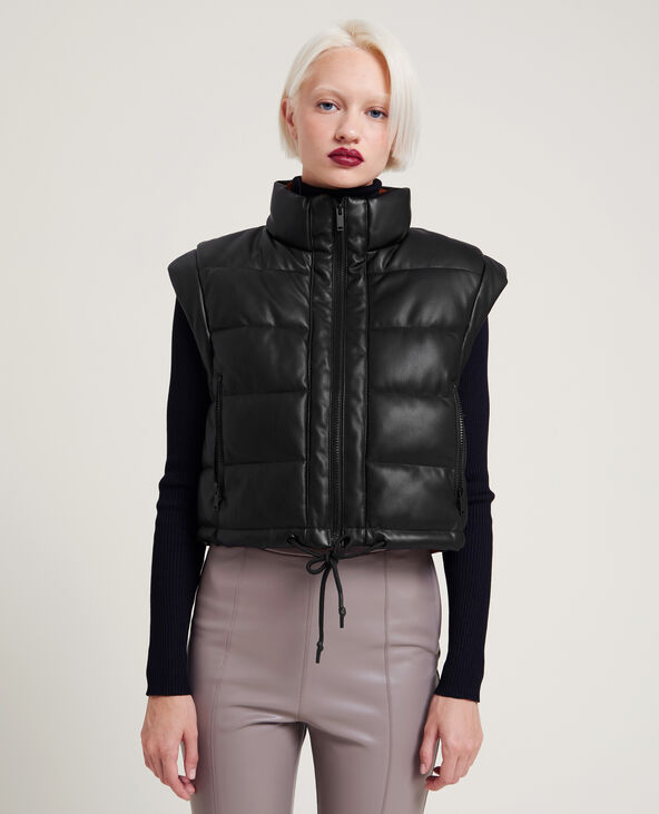 Doudoune sans manches simili cuir