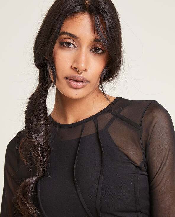 Top en maille transparente noir - Pimkie