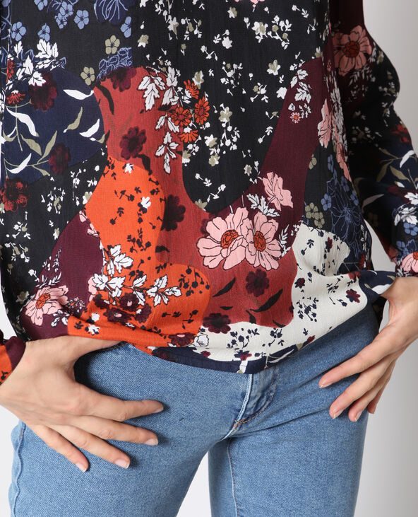 Blouse à fleurs marron - Pimkie