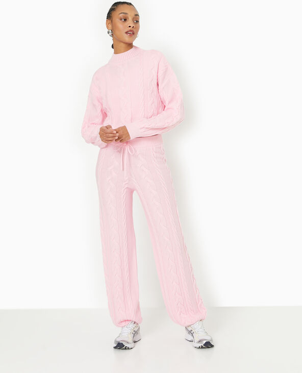 Pull en maille torsadée devant rose clair - Pimkie