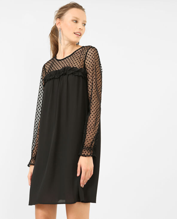 Robe en plumetis noir - Pimkie