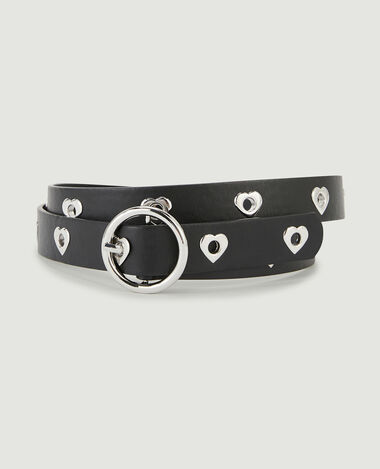 Ceinture avec œillets métalliques cœur noir - Pimkie
