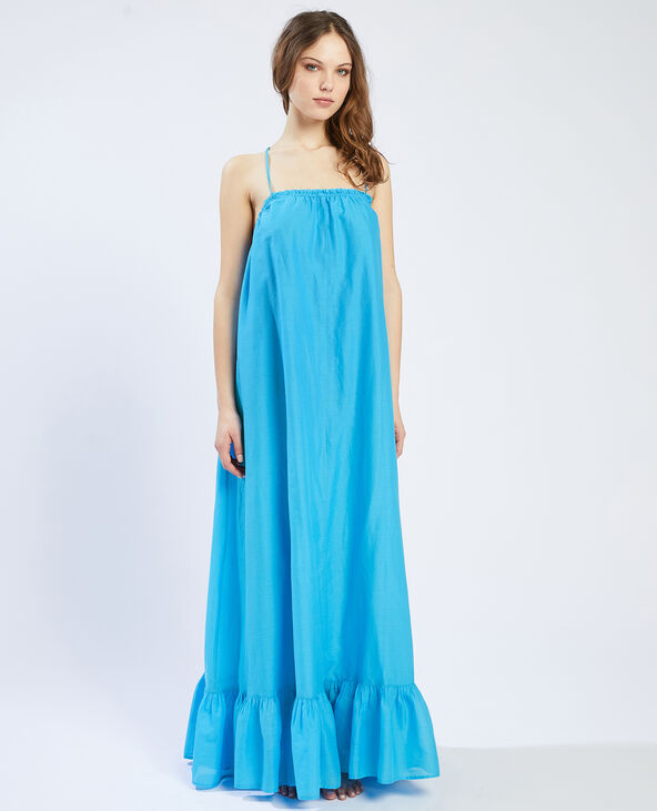 Robe longue à volants bleu - Pimkie