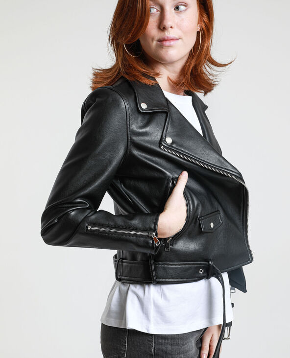 Veste en simili cuir noir - Pimkie