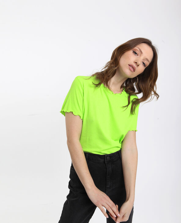 T-shirt côtelé vert fluo - Pimkie