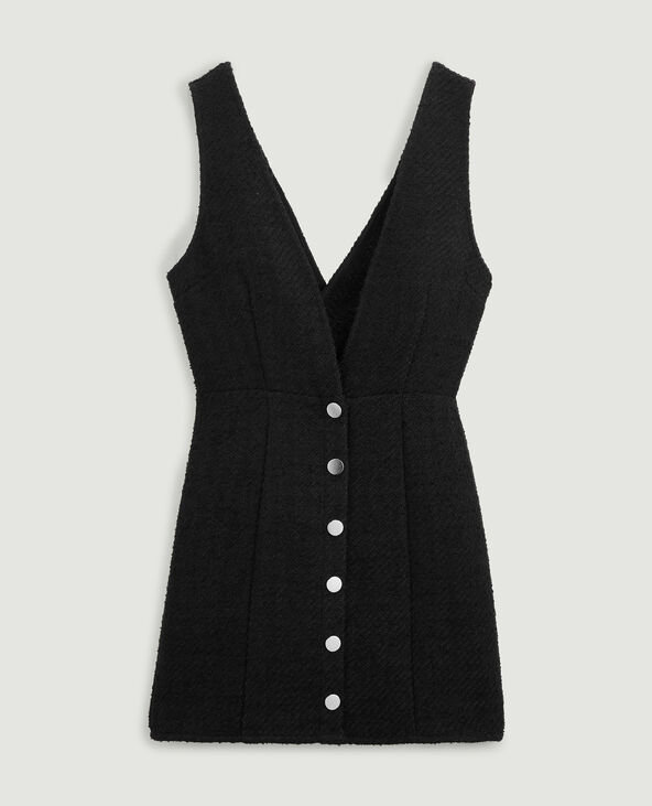 Robe boutonnée en tweed noir - Pimkie