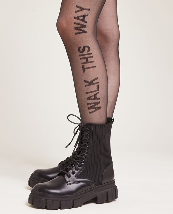 Collants avec inscriptions noir - Pimkie