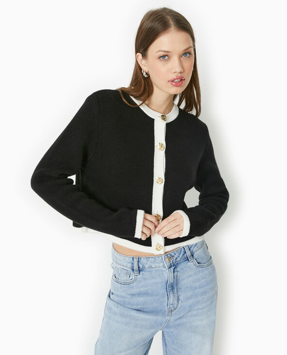 Gilet en maille avec boutons fantaisie noir - Pimkie