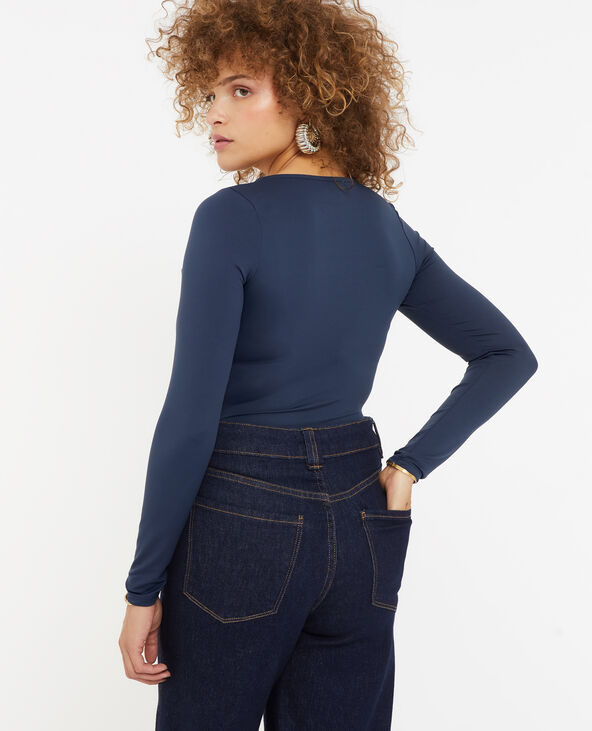 Body manches longues en matière gainante bleu marine - Pimkie