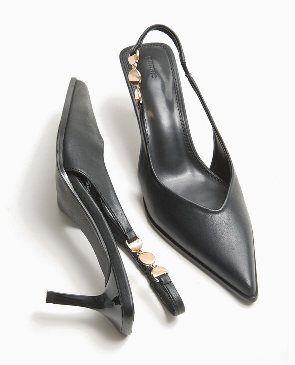 Escarpins bout pointu talon ouvert noir - Pimkie