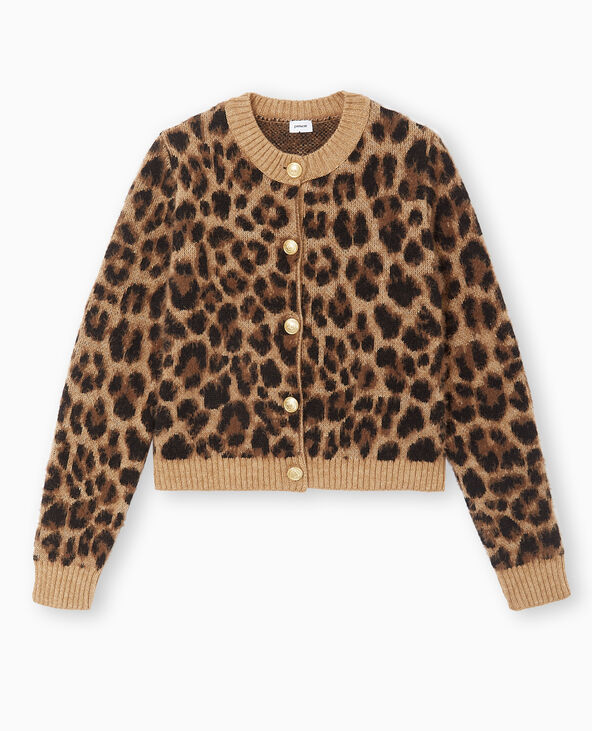 Gilet motif léopard avec boutons dorés camel - Pimkie