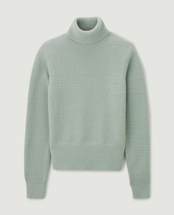Pull col roulé maille fluffy vert - Pimkie