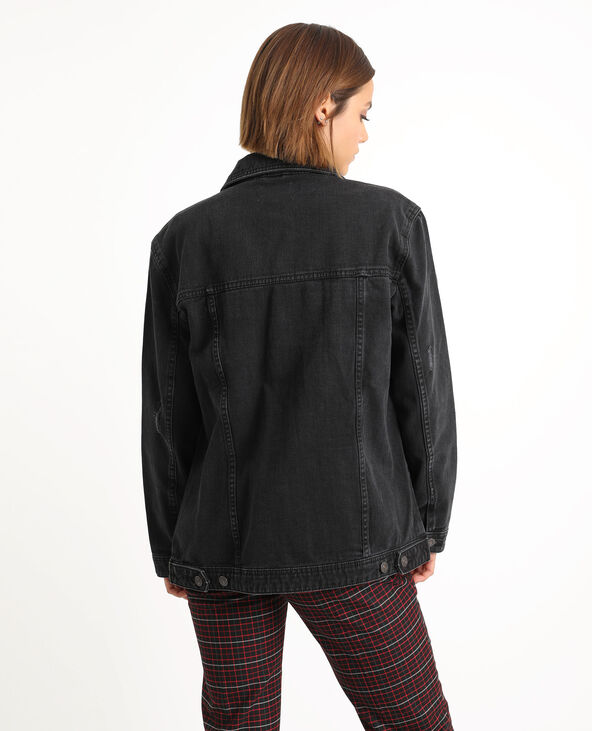 Veste en jean large noir - Pimkie