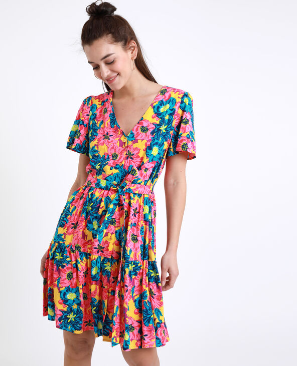 Robe à fleurs rose fuchsia - Pimkie