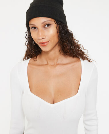 Pull fin encolure cœur blanc - Pimkie