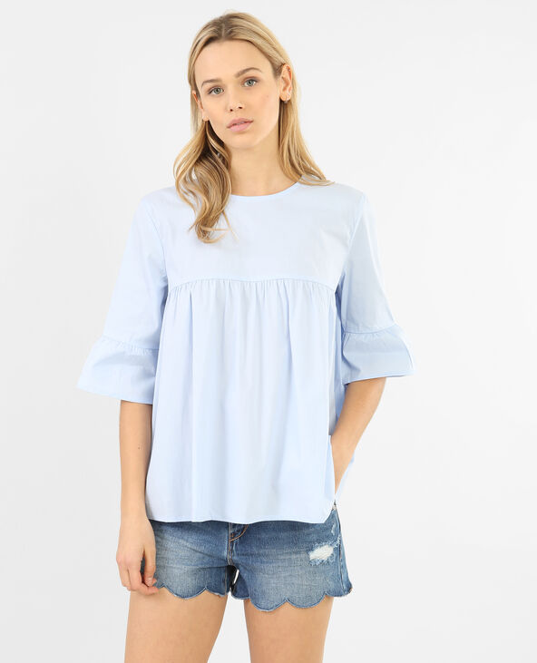 Blouse popeline évasée bleu clair - Pimkie