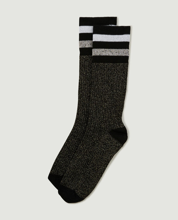 Paire de chaussettes hautes avec lurex noir - Pimkie