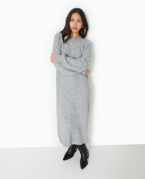 Robe longue en maille tricot gris chiné - Pimkie