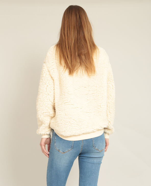 Sweat en fausse fourrure écru - Pimkie