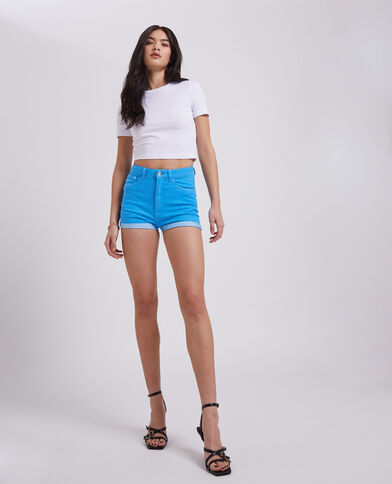 Short en jean bords roulottés bleu - Pimkie