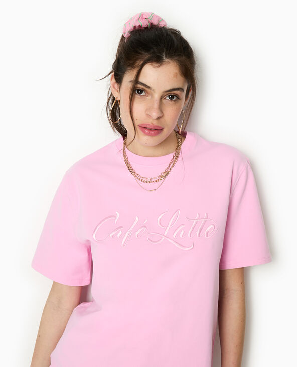 T-shirt épais avec broderie rose - Pimkie