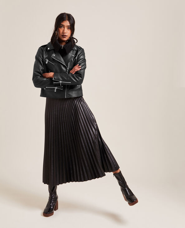 Blouson biker en simili cuir noir - Pimkie