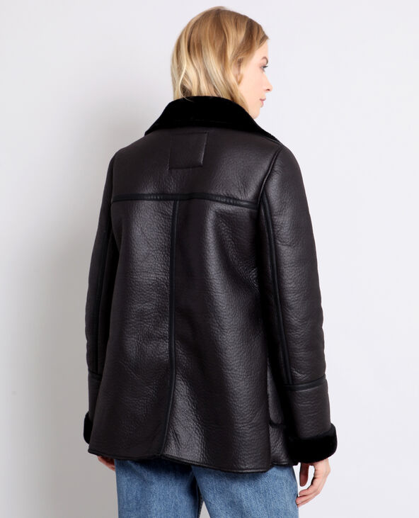 Manteau noir store imitation mouton