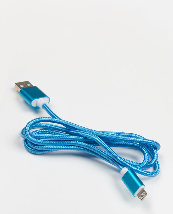 Câble compatible iPhone bleu électrique - Pimkie