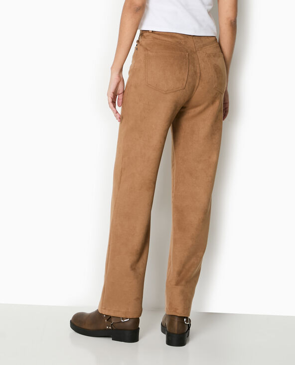 Pantalon droit en suédine beige - Pimkie