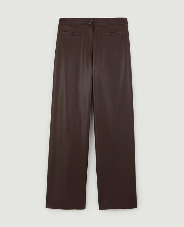 Pantalon droit simili cuir marron - Pimkie