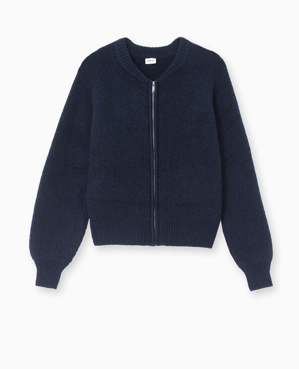 Gilet zippé en maille bleu marine - Pimkie