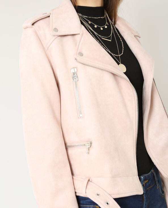 Veste style perfecto suédine rose clair - Pimkie