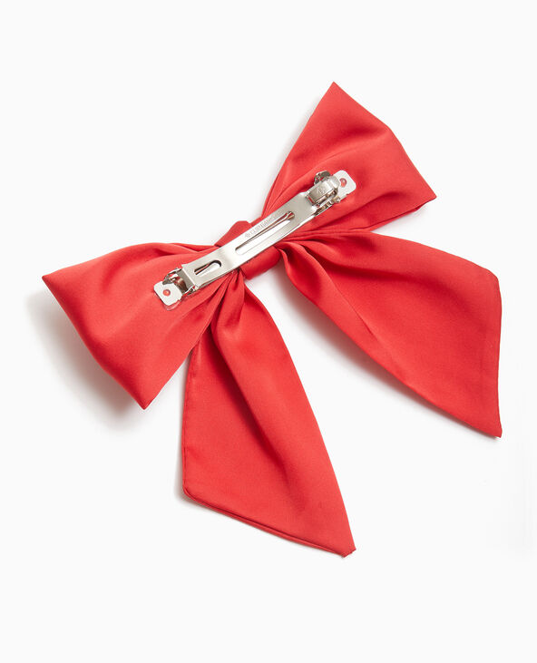 Barrette avec nœud satiné rouge - Pimkie