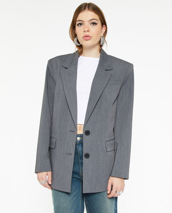 Veste blazer oversize avec épaulettes gris foncé - Pimkie