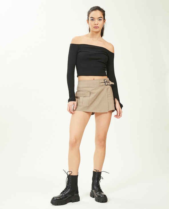 Jupe-short en toile camel - Pimkie