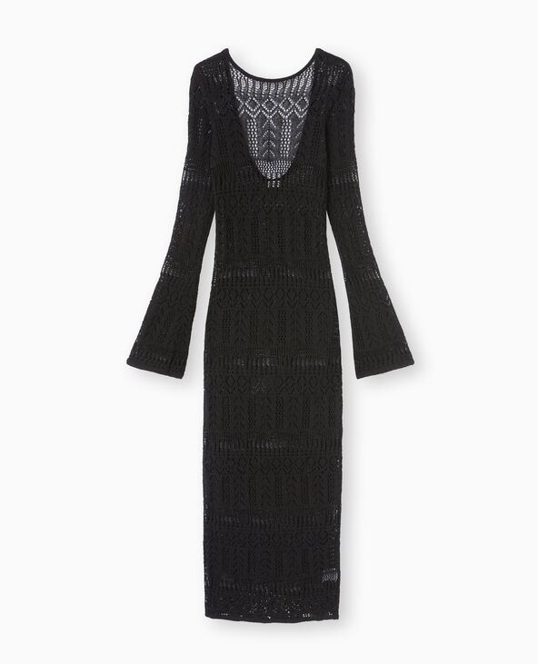 Robe longue en crochet avec dos-nu noir - Pimkie
