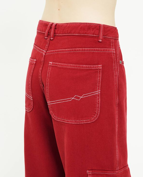 Pantalon cargo droit rouge - Pimkie