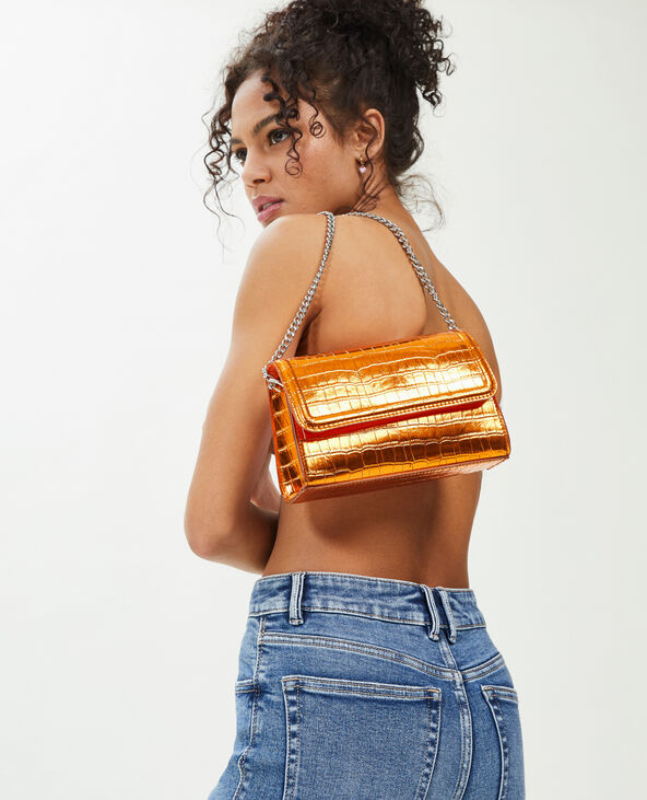 Sac boxy effet croco avec chaine orange - Pimkie