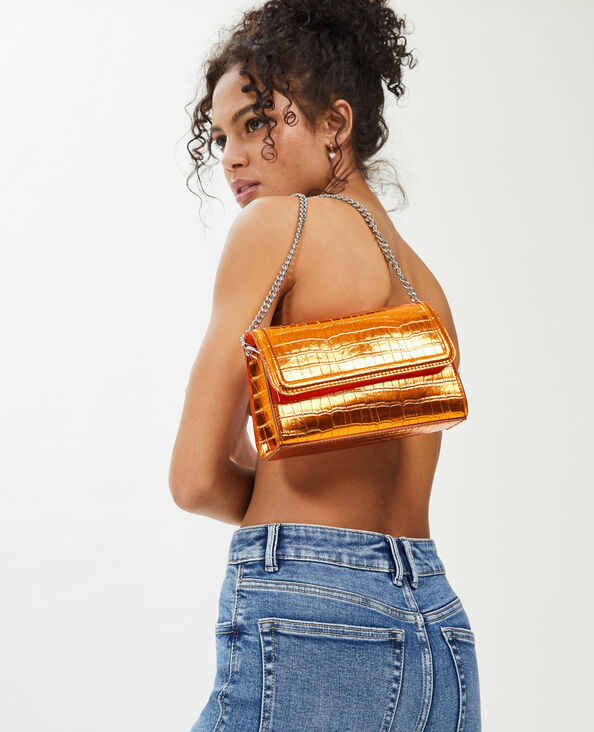 Sac boxy effet croco avec chaine orange - Pimkie