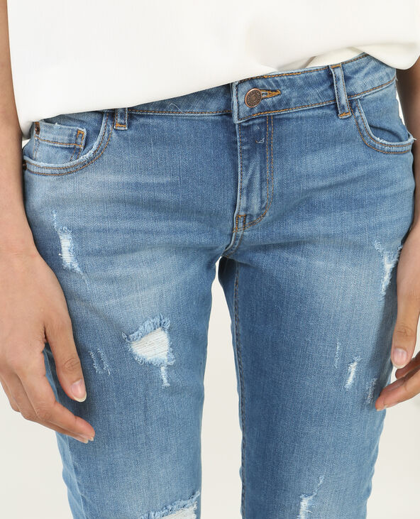 Jean skinny 7/8 destroy bleu foncé - Pimkie