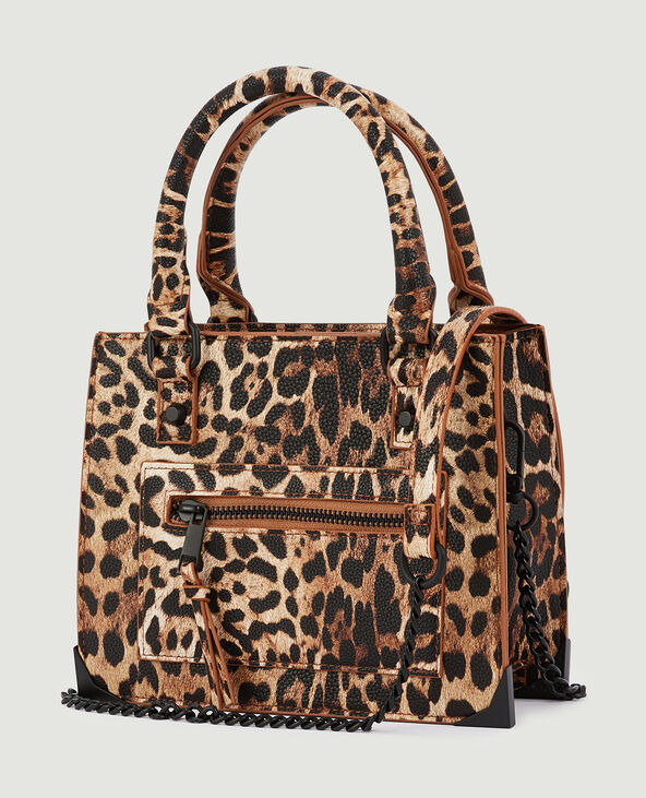 Sac boxy avec poignées motif léopard marron chiné - Pimkie
