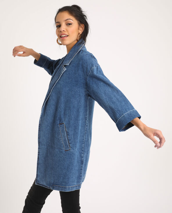 Manteau long en jean bleu - Pimkie