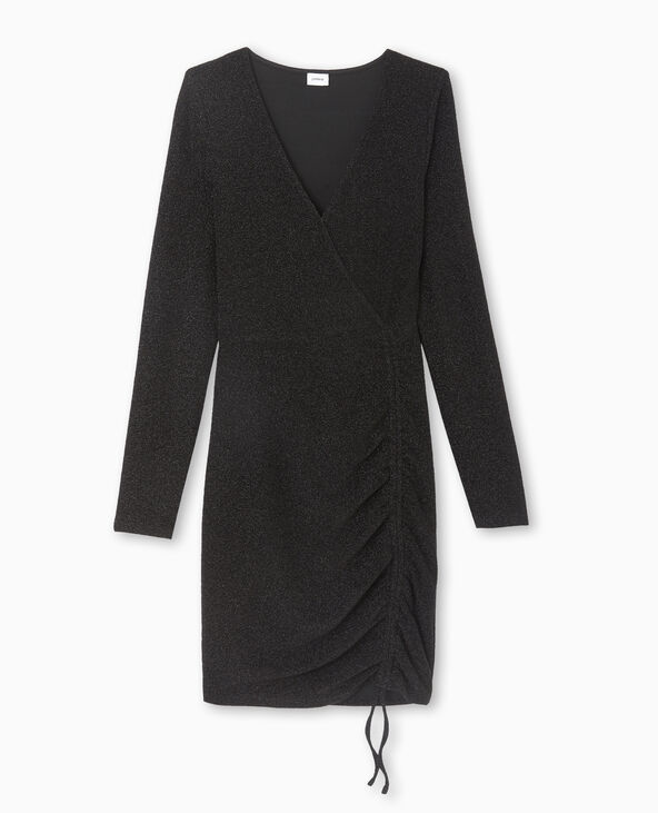 Robe moulante en maille lurex encolure V noir - Pimkie