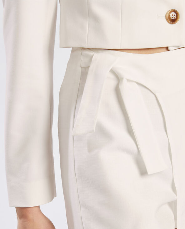 Jupe-short avec ceinture à nouer blanc - Pimkie