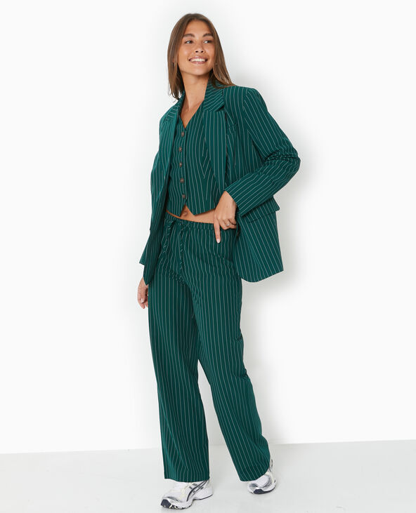 Gilet de barman avec rayures banquier vert foncé - Pimkie